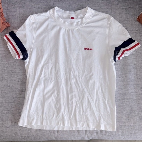 Wilson White T-Shirt with Red and Blue Accents - Picture 1 of 4